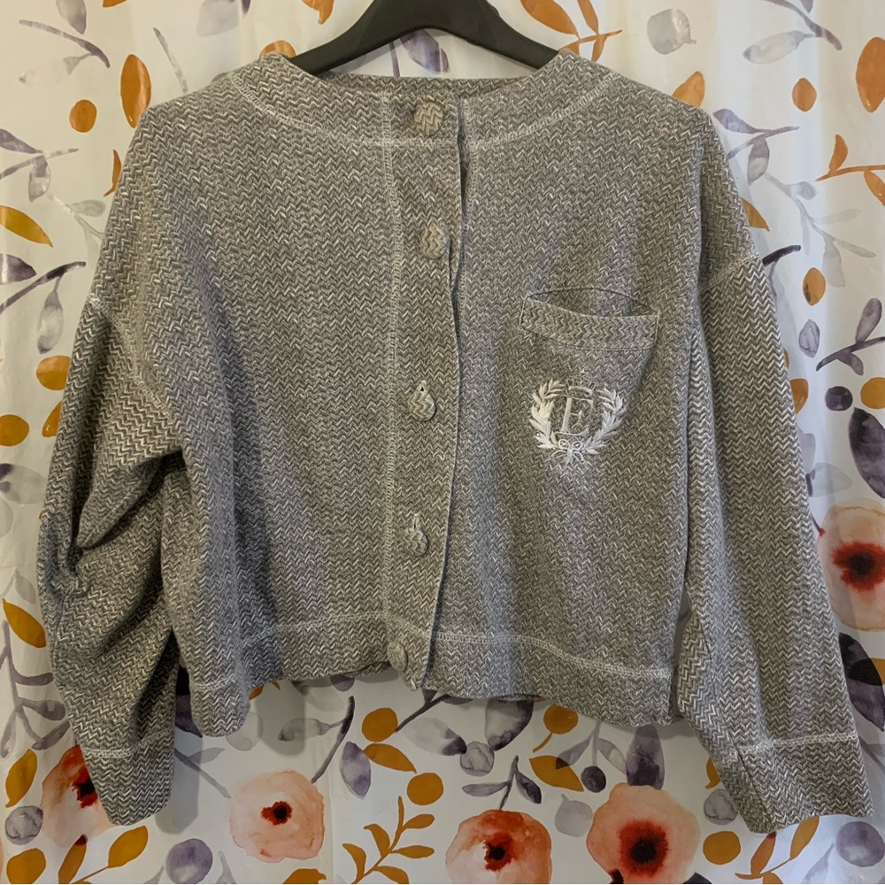 🔥5/$25 Express Gray Textured Cropped Cardigan Sz S